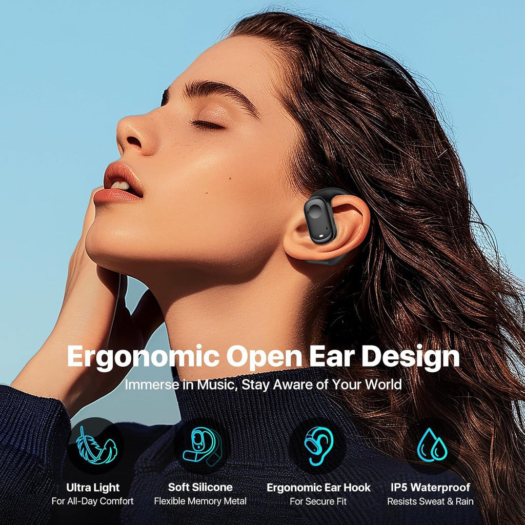 Wireless Earbuds, Open Ear Headphones Touch Control  Ear Buds IP5 Waterproof Sport Bluetooth Earphones