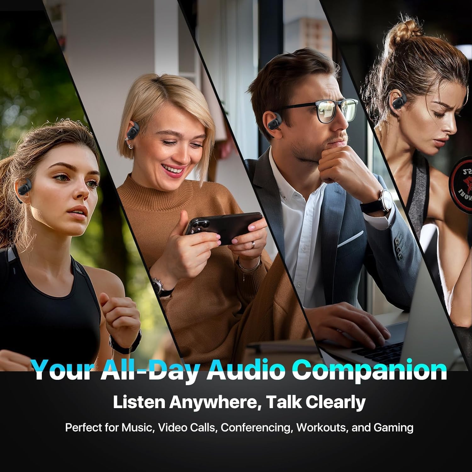 Wireless Earbuds, Open Ear Headphones Touch Control  Ear Buds IP5 Waterproof Sport Bluetooth Earphones