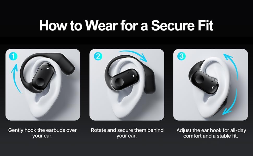 Wireless Earbuds, Open Ear Headphones Touch Control  Ear Buds IP5 Waterproof Sport Bluetooth Earphones