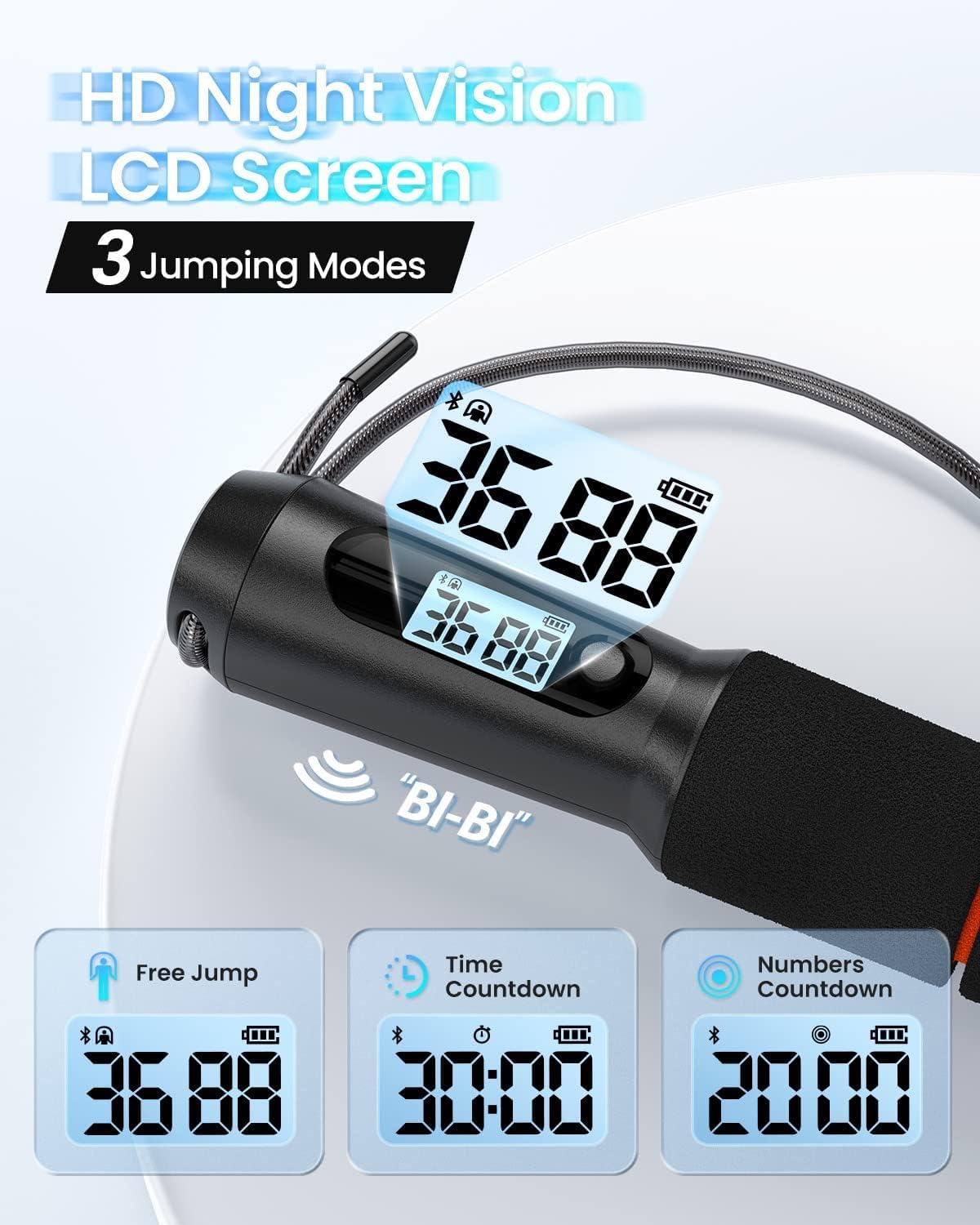 RENPHO Smart Skipping Rope with Counter, Adjustable Jump Ropes for Fitness, Skip Rope with APP Data Analysis