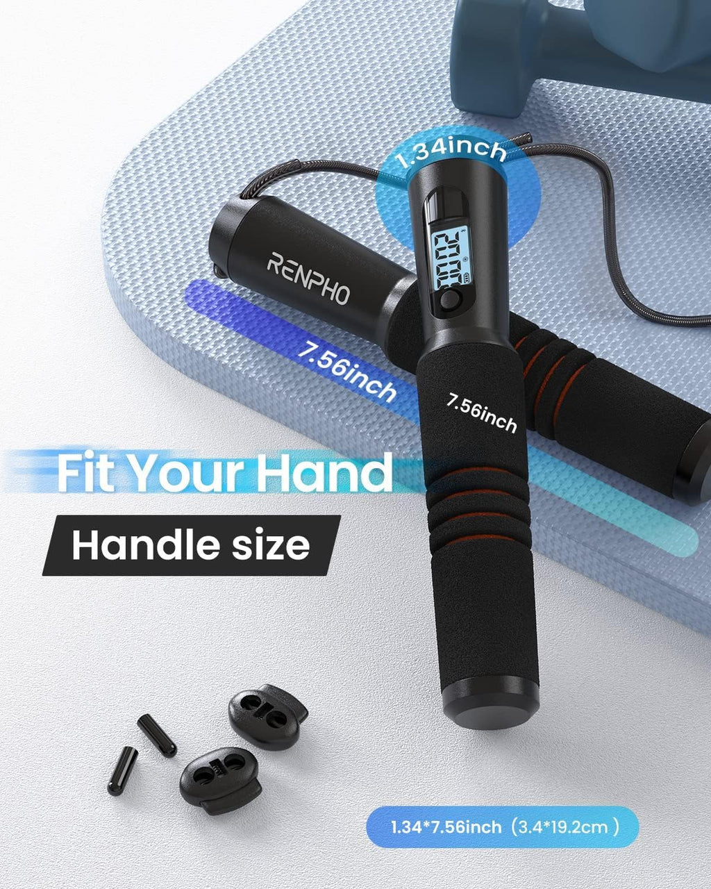 RENPHO Smart Skipping Rope with Counter, Adjustable Jump Ropes for Fitness, Skip Rope with APP Data Analysis