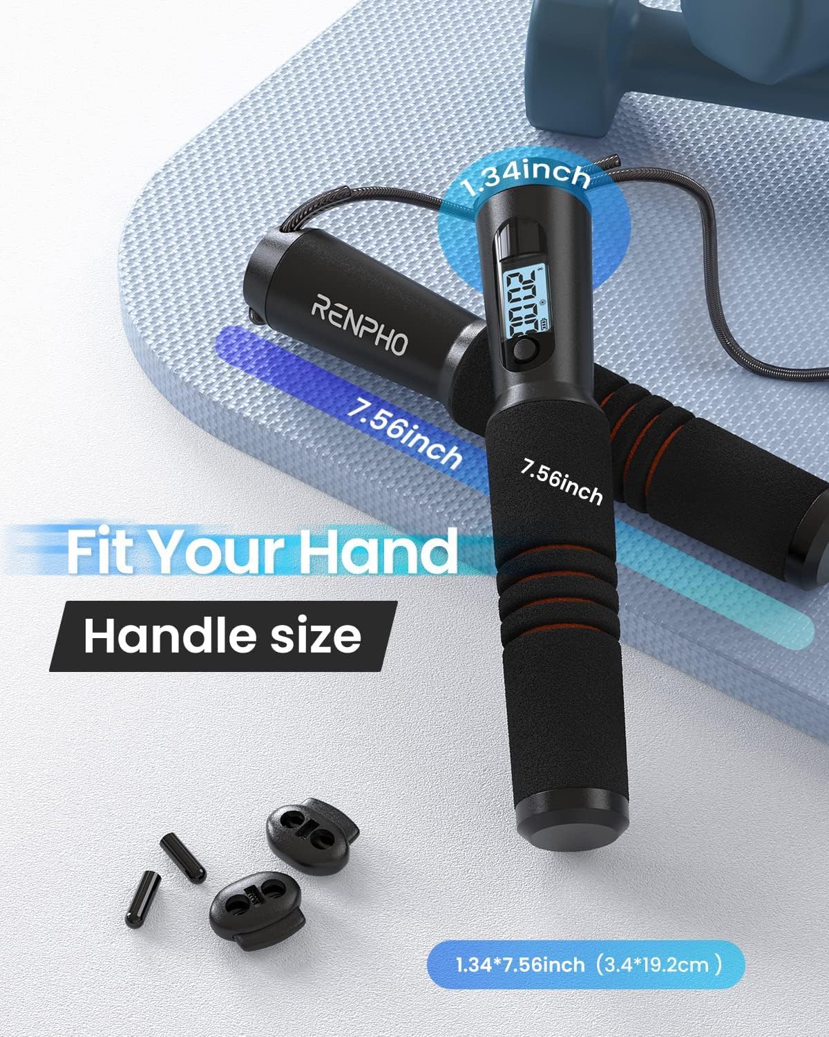 RENPHO Smart Skipping Rope with Counter, Adjustable Jump Ropes for Fitness, Skip Rope with APP Data Analysis